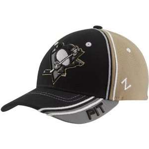  Zephyr Pittsburgh Penguins Black Gold Slash Z Fit Hat 