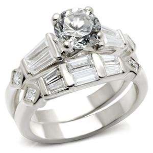  Size 10 Wedding Clear Cubic Zirconia Brass Rhodium Ring: AM: Jewelry
