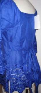 Naracamicie NWT Cobalt Blue Luxe Linen Peasant Blouse 4  