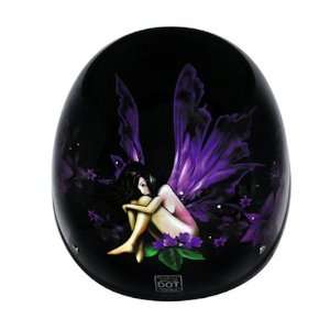   Black Purple Fairy Beanie DOT Motorcycle Skull Cap Half Helmet [Small
