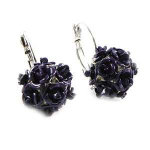   Earrings / dormeuses french touch Boules De Roses purple. Jewelry
