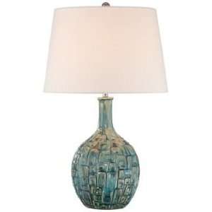  Mid Century Teal Ceramic Gourd Table Lamp: Home 