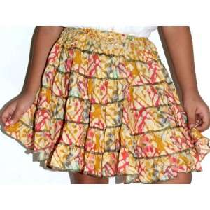  Yellow Printed Malmal Skirt for 4 Year Old Girls   Pure 