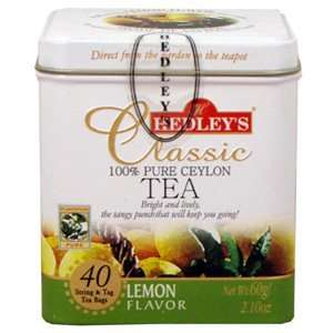 Hedleys Pure Ceylon Tea Lemon 40 Bag Tin 6 count  Grocery 