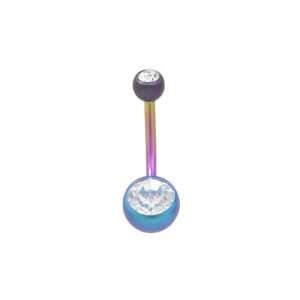    Belly Button Ring Titanium with Double Jewel   T80 M: Jewelry