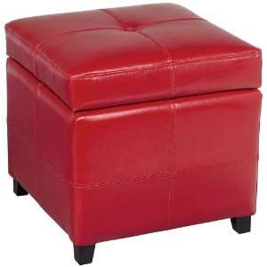  Uptown Brick Leather Match Lined Storage Ottoman: Home 
