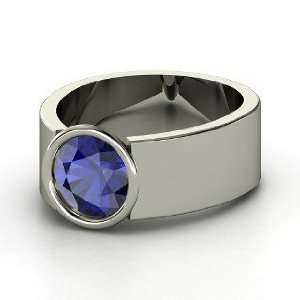  Ellen Ring, Round Sapphire Platinum Ring Jewelry