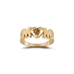  0.20 Ct Citrine Heart Mom Ring in 14K Yellow Gold 8.0 