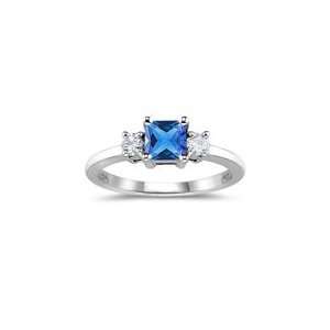  0.20 Cts Diamond & 0.87 Cts Tanzanite Ring in 14K White 