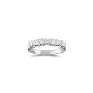  0.53 Cts Diamond Five Stone Wedding Band in 18K White Gold 