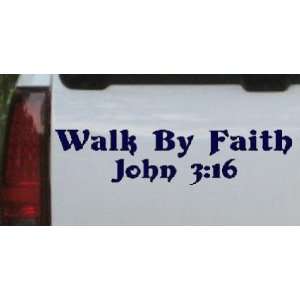Navy 34in X 8.4in    Walk by Faith John 3:16 Christian Car Window Wall 