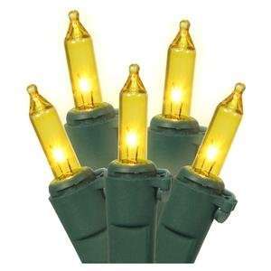 Vickerman 10017   100 Light Miniature Green Wire Yellow Icicle Light 