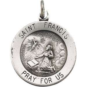   18.25 mm Rd St. Francis Pend Medal W 18 Inch Chain: CleverEve: Jewelry