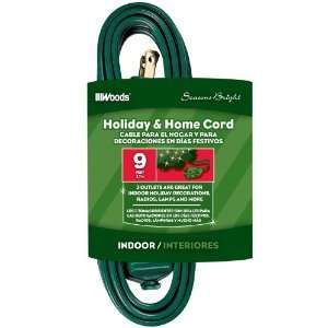  Woods 12601G 9 Foot 3 Outlet Indoor Extension Cords, Green 