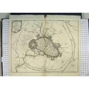  1708 Antique Map Street Plan Lilse Old Print Besieged 