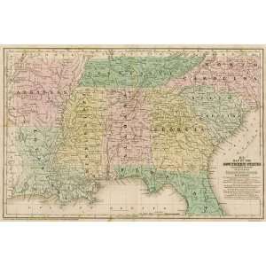  Mitchell 1839 Antique Map of the Southern States: Office 