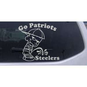 Silver 20in X 21.5in    Go Patriots Pee On Steelers Car Window Wall 