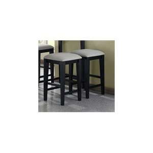  Black Grain 24H Barstools With A Grey Fabric Seat   Set 