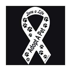  Save a Life Adopt a Pet White Ribbon Magnet: Pet Supplies