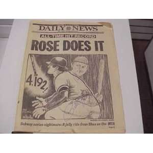   Daily News PETE ROSE HIT RECORD AUTO Paper w/COA