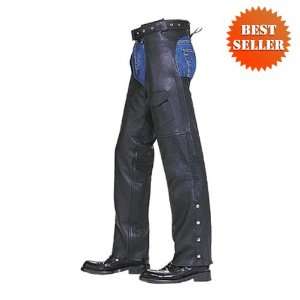 Leather Chaps   Z/O Insulated Plain Unisex Leather Motorcycle Chaps