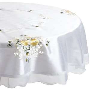  United Linens Stephanie 70 Inch Round Embroidered Table 