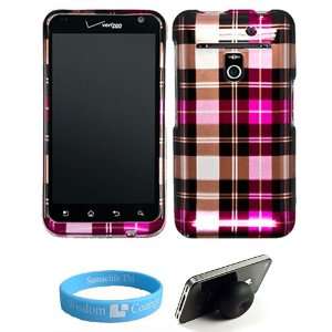  Pink Plaid Design Front and Back Snap On Hard Shell Phone 