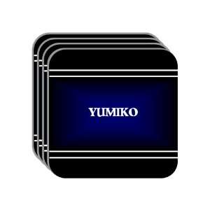 Personal Name Gift   YUMIKO Set of 4 Mini Mousepad Coasters (black 