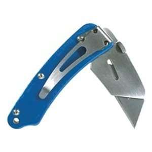   Rubber Grip Folding Util Knife w/BeltClip Blue 3.73 Home Improvement