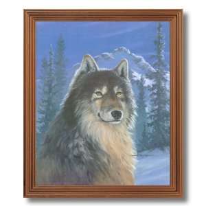  Framed Oak Grey Wolf Close Up Trees Snow Animal Wildlife 