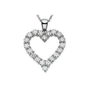  2 Carat Diamond 14K White Gold Heart Pendant w/Chain 
