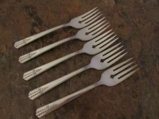 Oneida EVERLASTING   Set of 5 Salad Forks Silverplate Flatware Wm A 