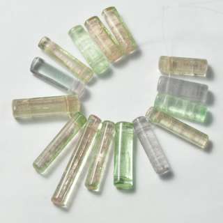 Afghani Pink Green Blue Tourmaline Crystal Beads (15)  