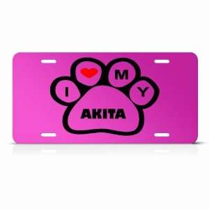  Akita Dog Dogs Pink Novelty Animal Metal License Plate 