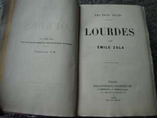 Emile ZOLA Lourdes Edition originale 1894. Un des 340 ex sur 