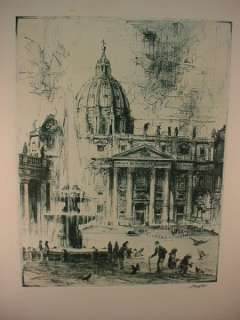 Vintage METTEL Etching CATHEDRAL SQUARE Print BASILICA  