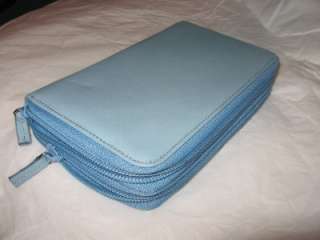 Mundi Double ziparound Leather clutch wallet,blue  