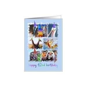  Colorful 42nd Birthday Zoo Animals Card Toys & Games
