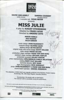 Marin Hinkle Reg Rogers Miss Julie Cast Signed Autograph Playbill 