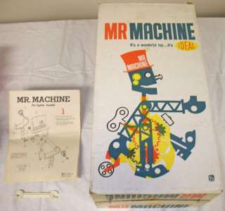Vintage Ideal toy Mr Machine wind up robot 1960s original box MINT NR 