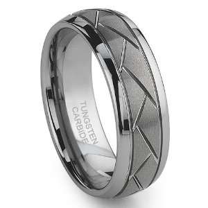 Tungsten Carbide Diamond Cut Groove Newport Wedding Band Ring Sz 11.5 
