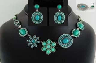 Sterling Ep Southwest Sim Turquoise Cabochon & Bead Set from  