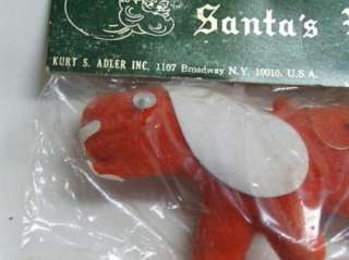 Vintage 60s 70s Flocked Plastic Dog Puppy Christmas Ornaments Hong 