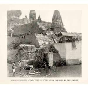  Benares Burning Ghat Corpses Purified Ganges Hindu Steps Water Body 