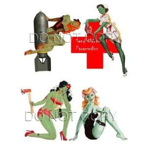  Psychobilly Zombie pinup girl Guitar Decals #281 Musical 