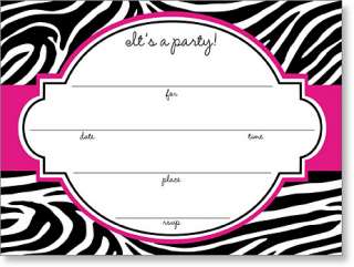 Pink black white zebra print Invitations Zebra Fill In invitations by 