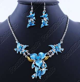 new!12sets alloy alloy flower necklace earring set  