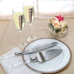  50th Anniversary Flutes and Cake Knife and Server Set 