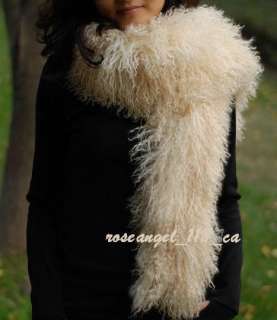 Womens Mongolian Tibetan Curly Lamb Fur SCARF DARING LONGSEXY CHIC 