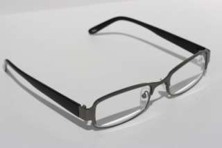 Gun metal rectangle reading glasses +1.25 unisex 1081  